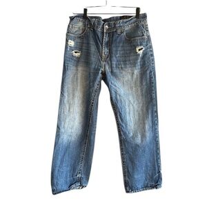 TK Axel Stonington Jeans Men 36 x30 Relaxed Straight Distressed Denim